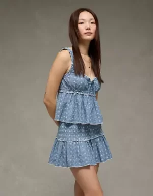 AE High-Waisted Smocked Mini Skirt
