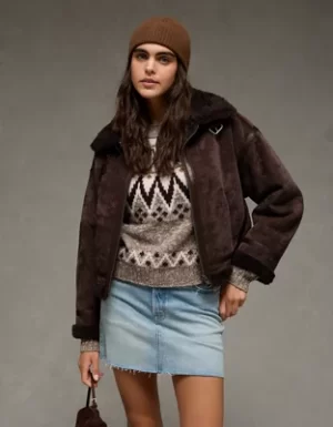 AE Cropped Corduroy Bomber Jacket