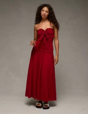 AE Sunchaser Knit Smocked Drop Waist Midi Dress