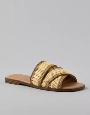 AE Two-Tone Raffia Slide Sandal
