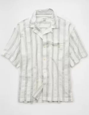 AE Poolside Linen-Blend Striped Button-Up Shirt