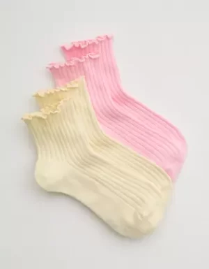 Aerie Lettuce Edge Quarter Sock 2-Pack