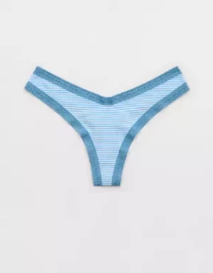 SMOOTHEZ Microfiber Lace High Cut Thong Underwear