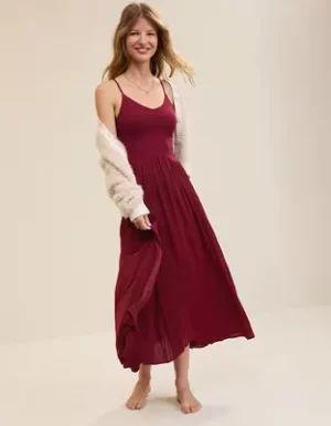 Aerie Satin At The Barre Dress
