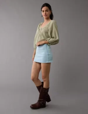 AE Next Level Low-Rise Denim Micro Skort